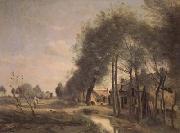 Jean Baptiste Camille  Corot La route de Sin-le-Noble (mk11) USA oil painting artist